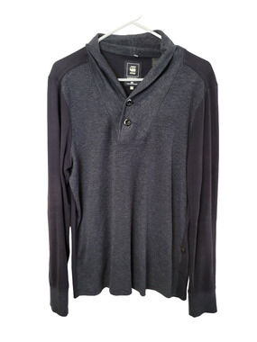 G-Star Raw Black Gray Knit Long Sleeve Men's Sweater Size L